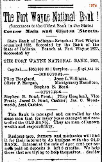 Fort Wayne National Bank 1876
